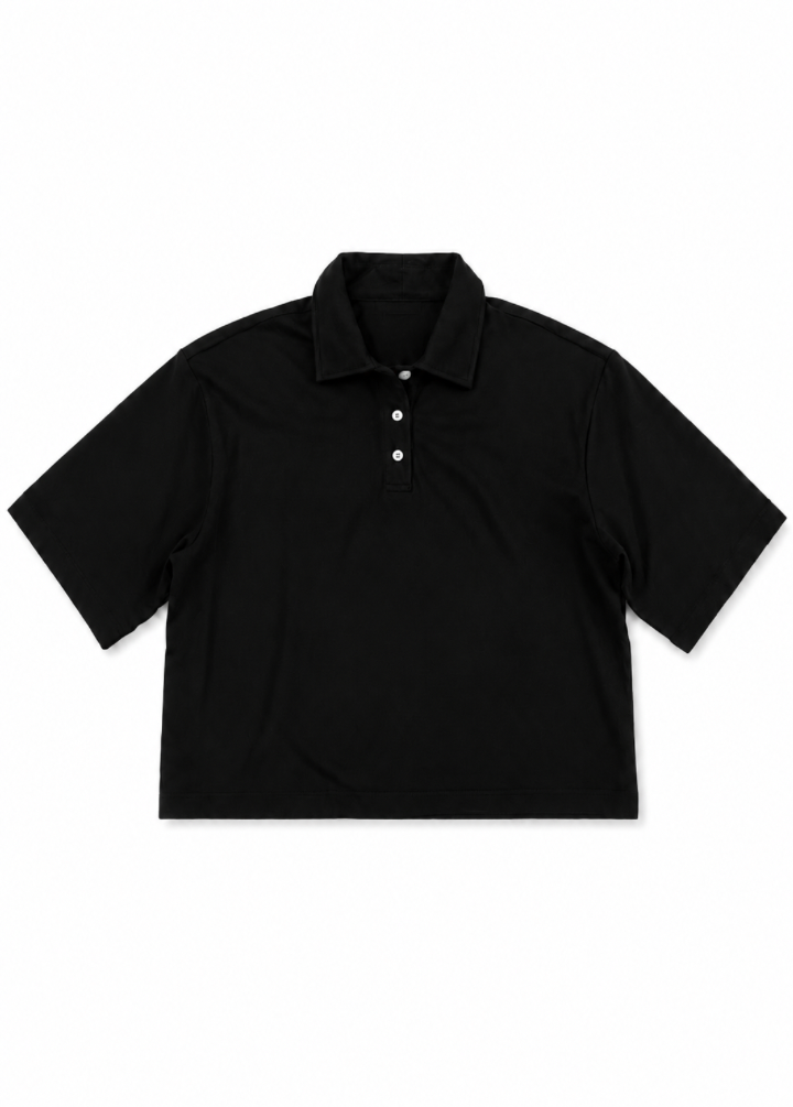 Kadın Organik Pamuklu Kısa Kollu Polo Yaka T-Shirt