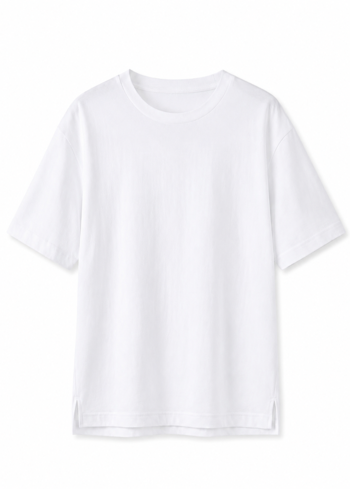Organik Pamuklu Yandan Yırtmaçlı Basic Kadın T-Shirt